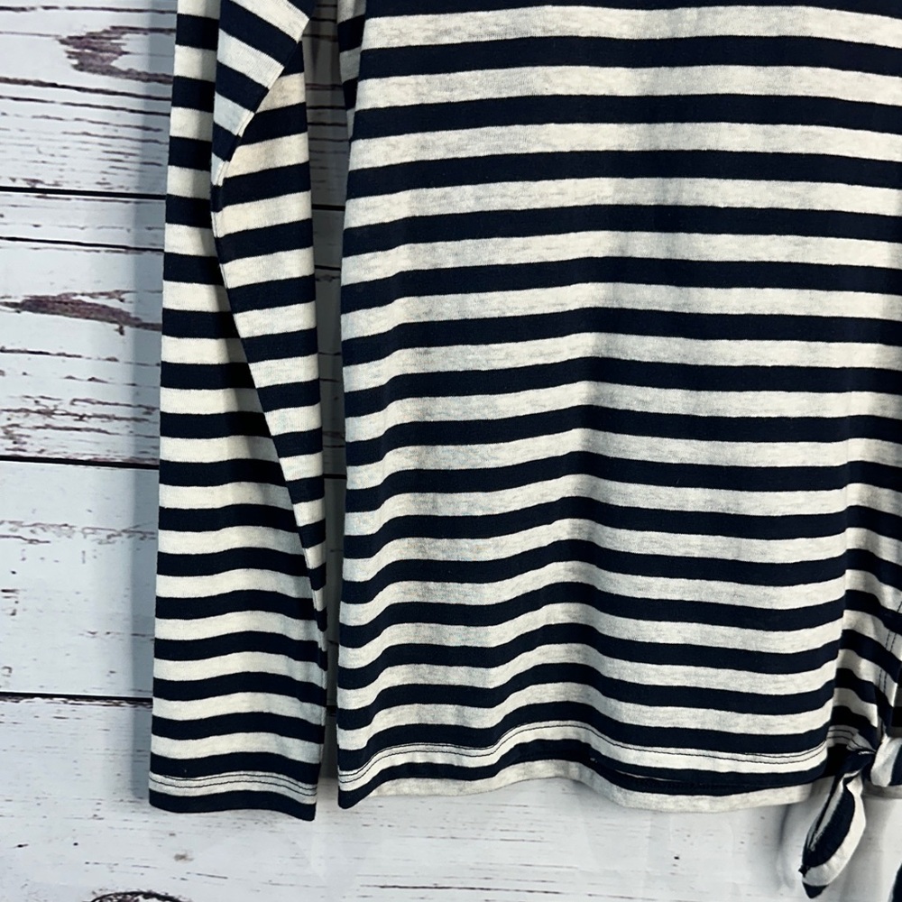 J. Crew Navy and White Striped Long Sleeve Top - Picture 4 of 5